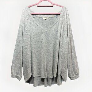 Peyton Primrose 3X Lightweight Sweater Long Sleeve Shirt‎ V Neck Gray Loose